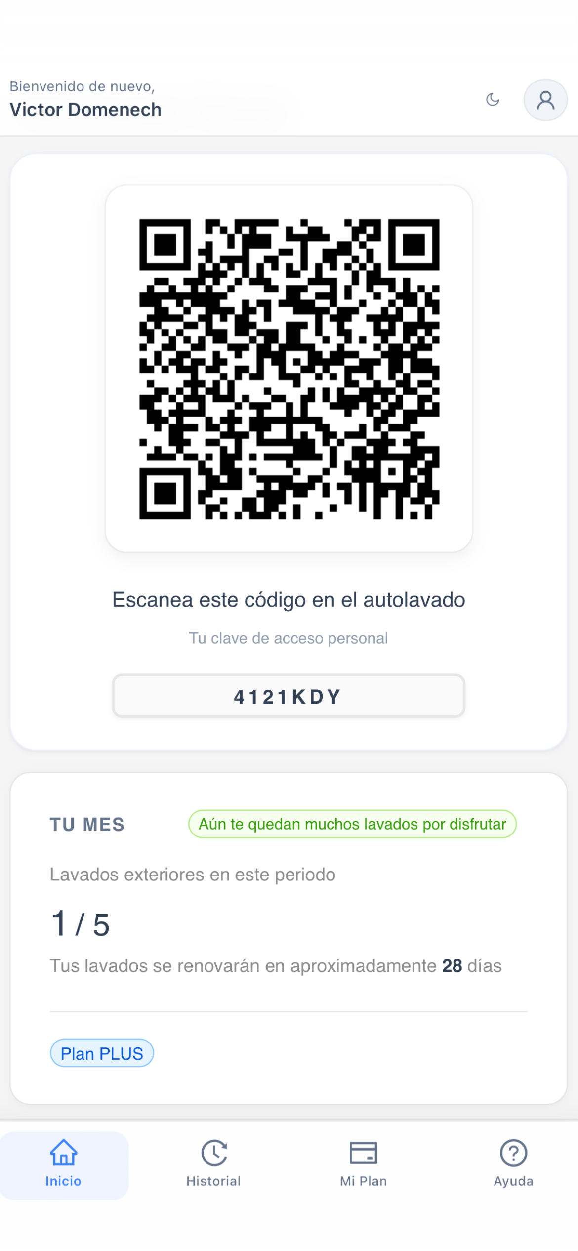Vista del cliente en la app Namicar